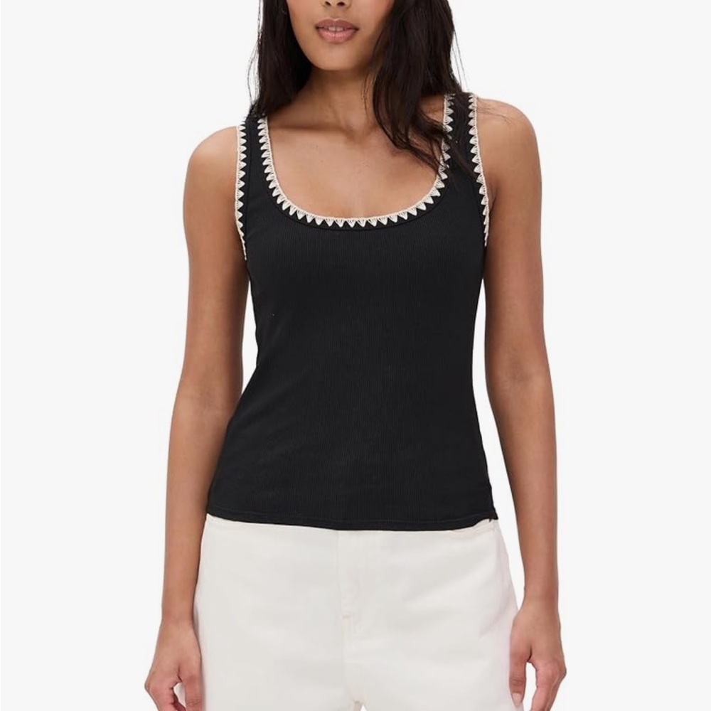Black and light cream Women's Tank Top Zara NWOT